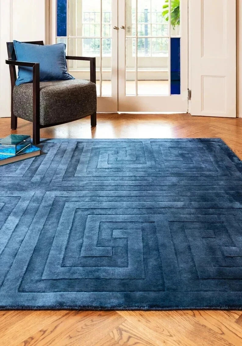 Hand Tufted Wool 100% Viscose Modern Handmade Carpet Bedroom, Living Room Rug.