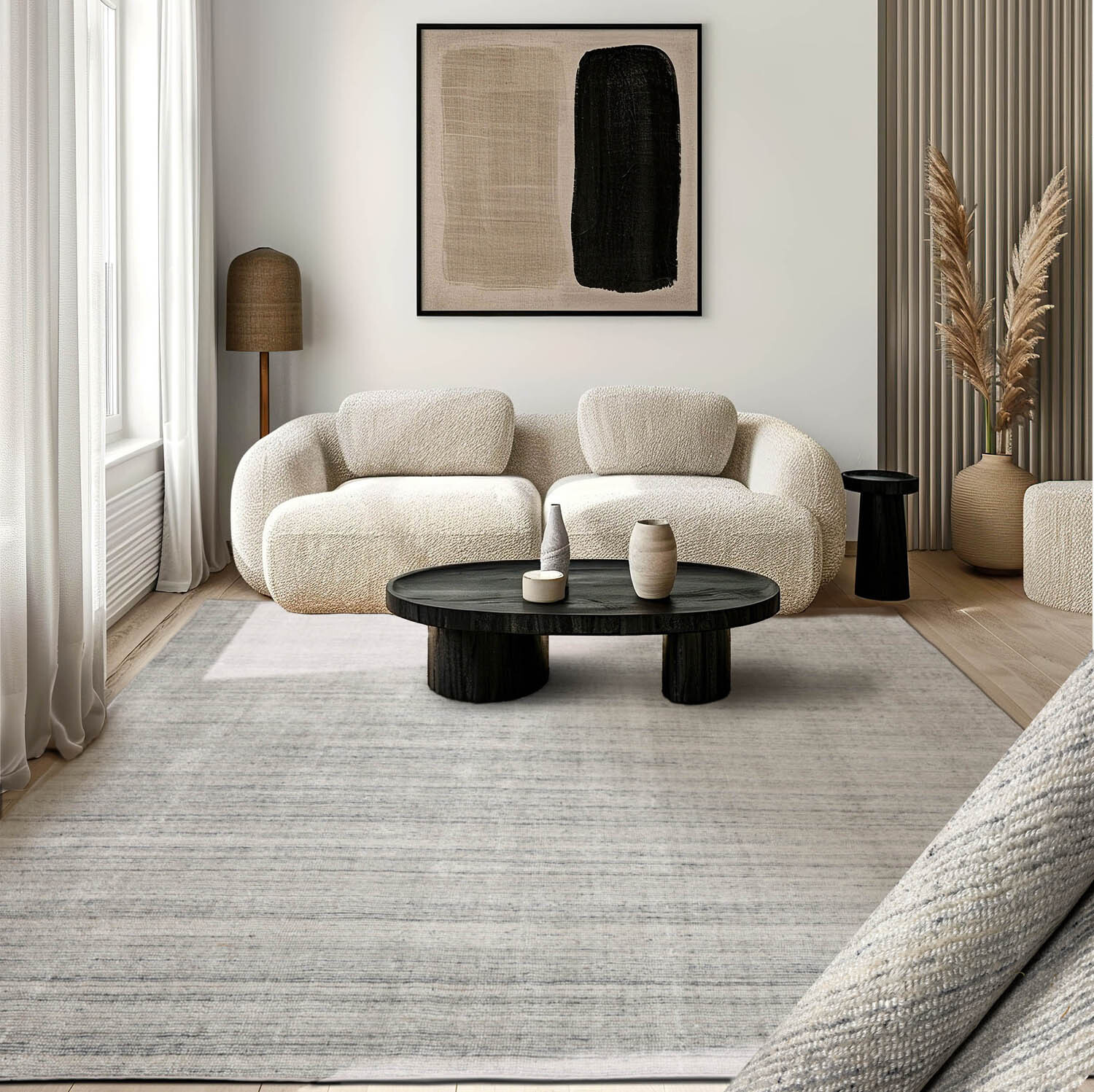 LoomBloom Multi Sizes Off White Hand Tufted Textured New Zealand Wool Area Rug