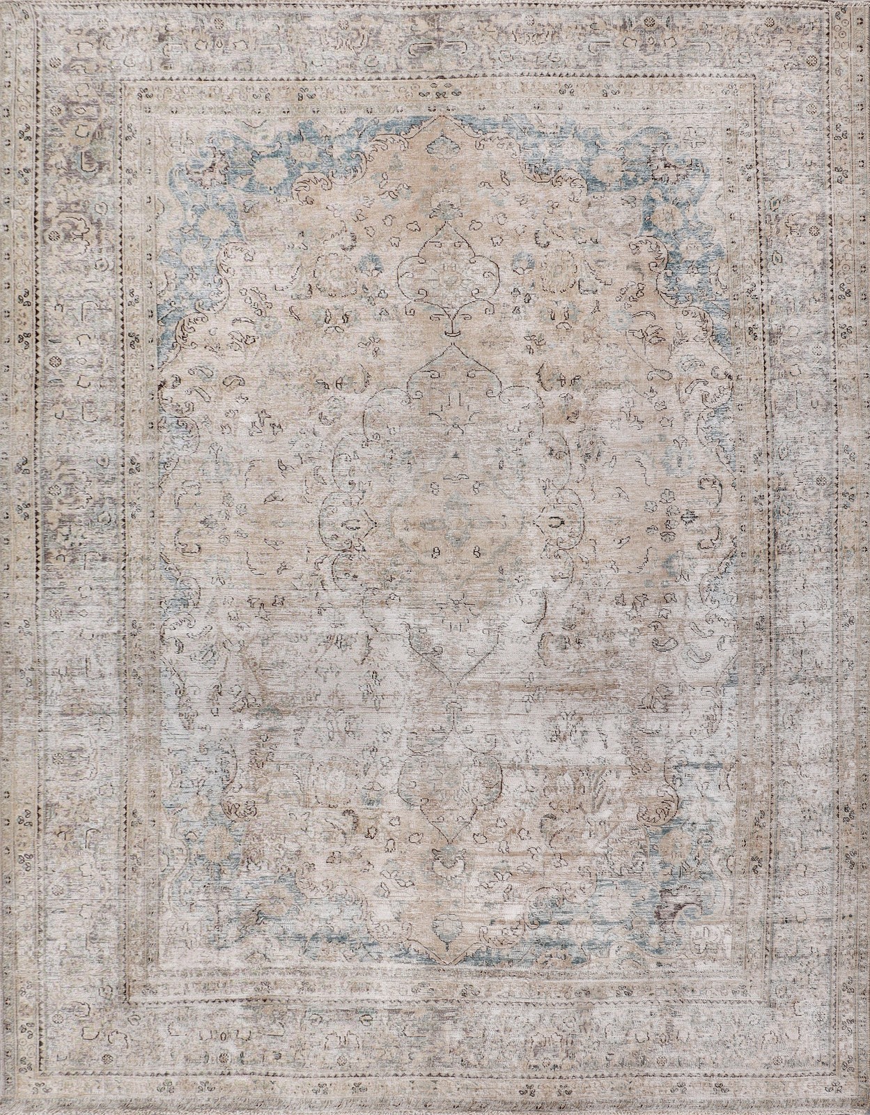 9′ x 12′ Perrsian Vintage Hand-knotted Rug Neutral Gray Taup PK155