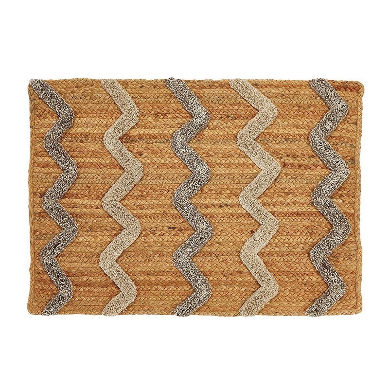 Yarn Embellished Jute Rug – Adds Unique Style To Your Room Office & Home Decor
