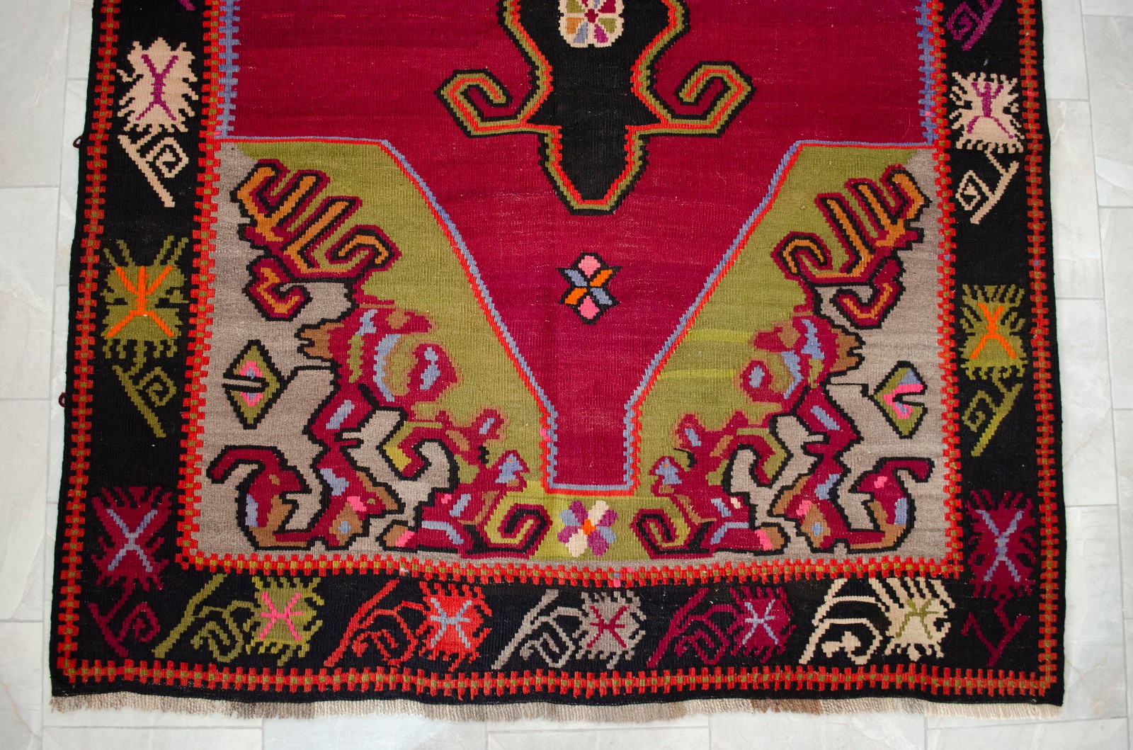 6×13 ft Rug TURKISH RUG Hand Woven Vintage Kilim Colorful Rug Oversize Area Rug