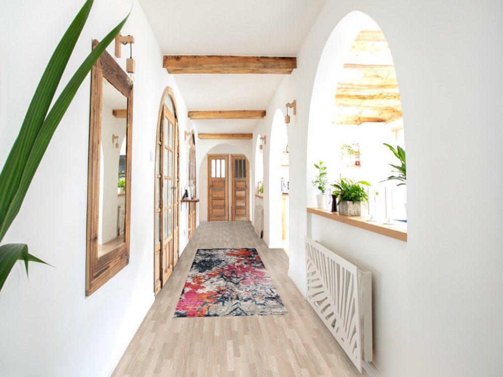 Transitional Pattern Abstract Hallway Rug Runner 3×10 ft Turkish Carpet