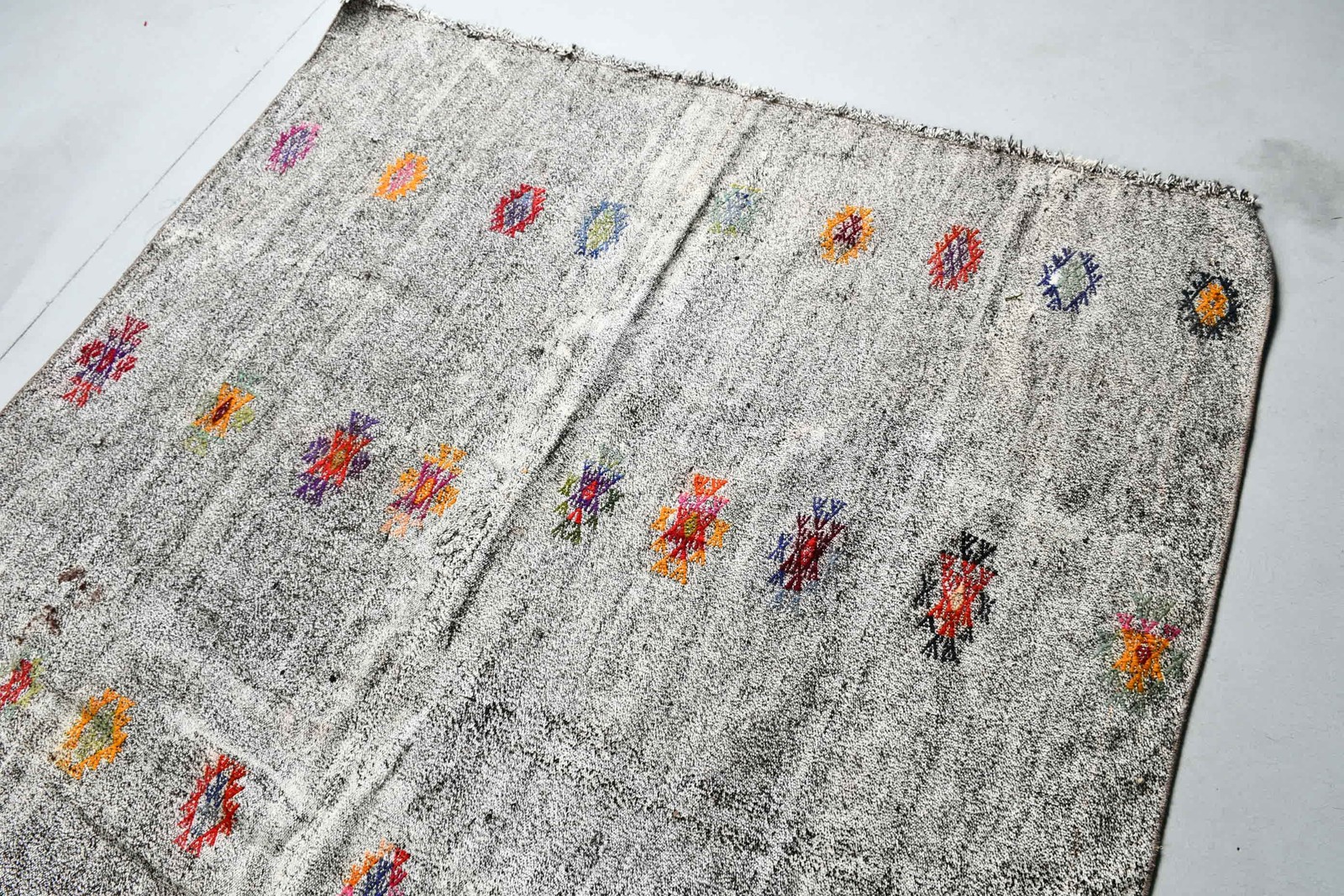 6,1×9,5 ft Rug, Turkish Vintage Rug, Gray Red Oriental Wool Rug
