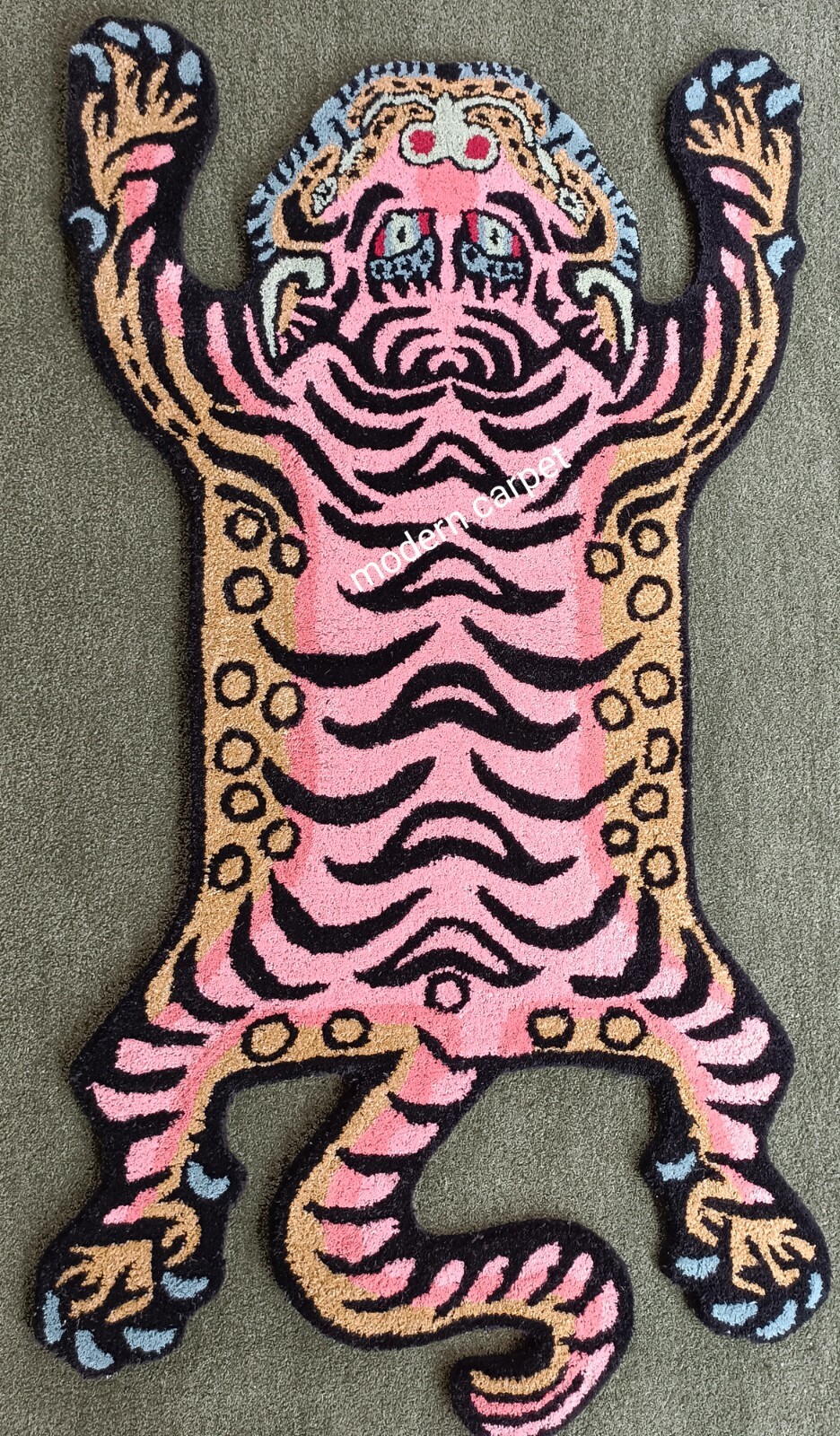 Tibetan Tiger Rugs 3×5 Feet Handmade 100% Woolen Hand Tufted For Home Decoration