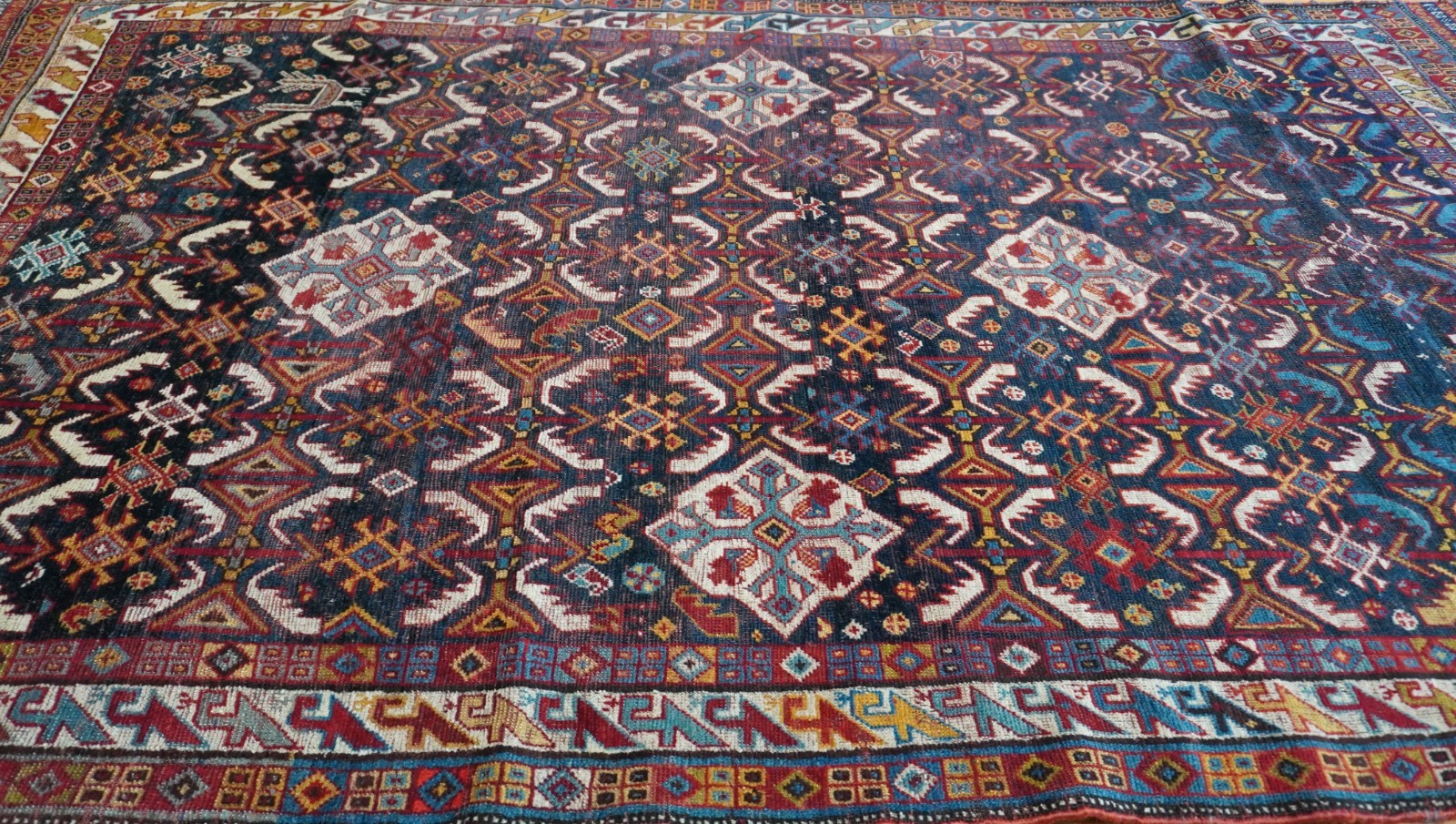 Antique 1850 Khamsehh-Morghii Bird 4’3″ x 7’8″ Handmade Wool Tribal Oriental Rug