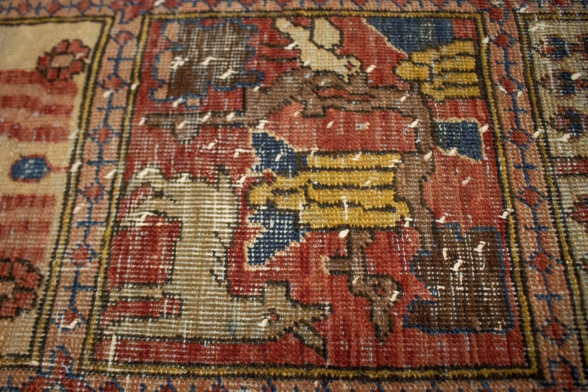One-of-a-Kind Antique Oriental Rug Pictorial Garden Design Carpet 6’6X10’6 ft