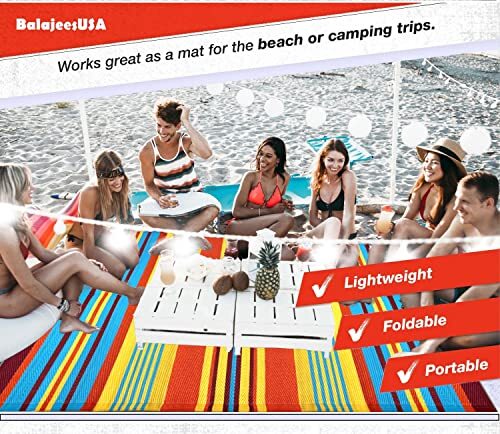 BalajeesUSA Outdoor Plastic straw patio rugs Waterproof Camping Rug Multi color