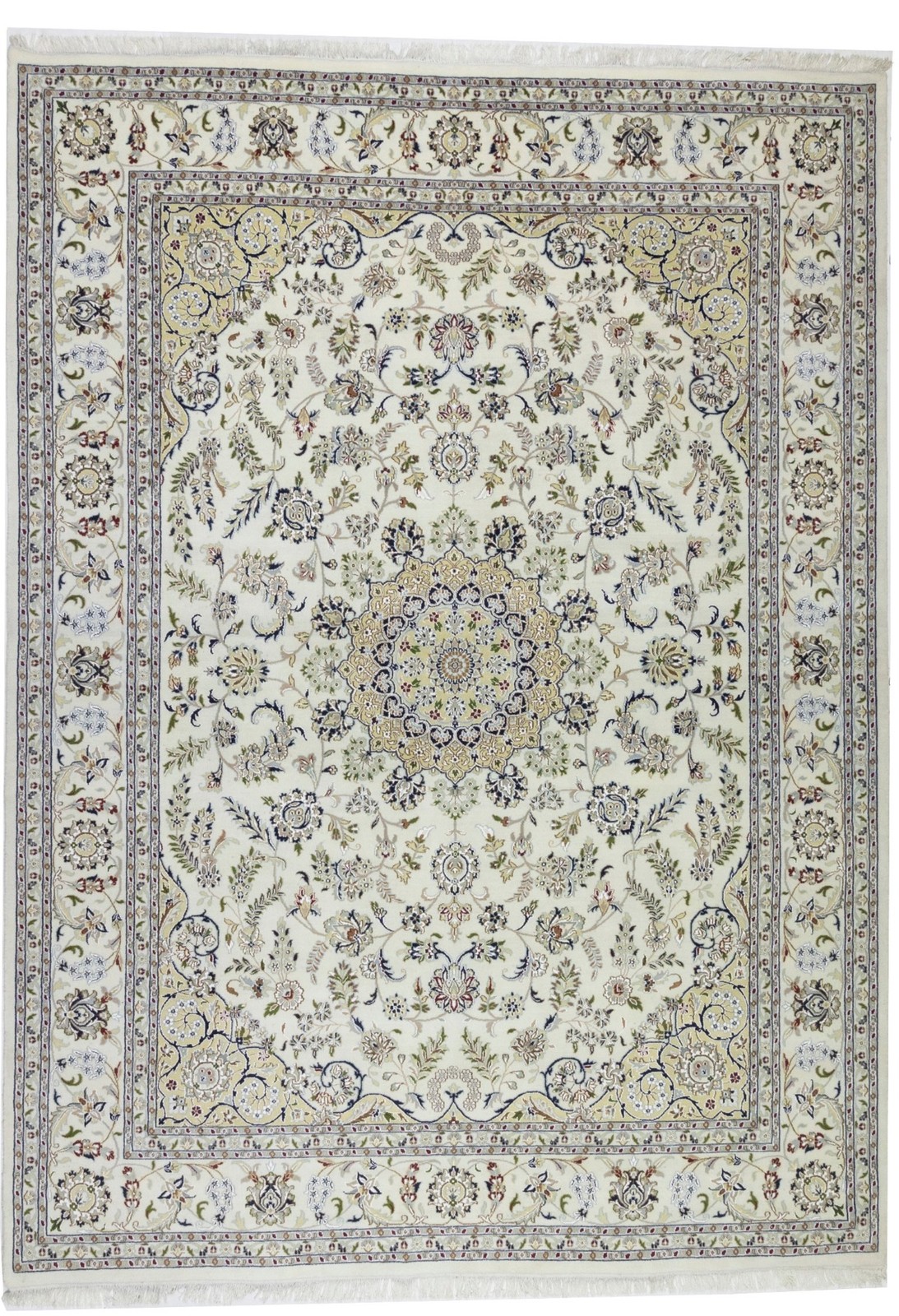 8’3×11’6 Handmade Indo-Nain Oriental Rug Floral Traditional Home Decor Carpet