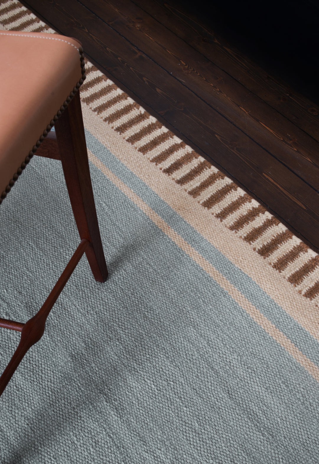 Blue Scandinavian Swedish Kilim Tile Handmade Flat weave Boho Large Area Rug