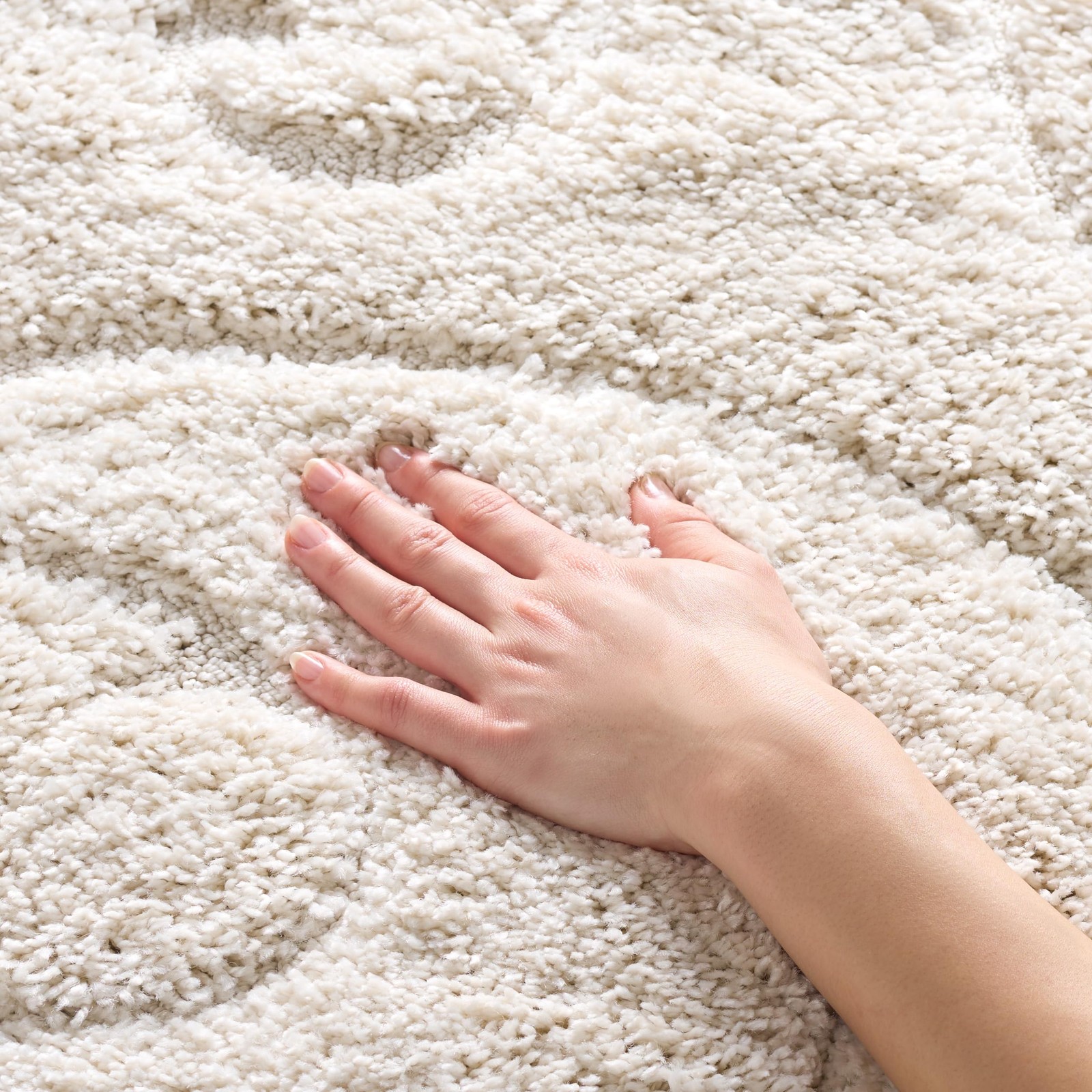 Florida Shag Collection Accent Rug – 3’3″ x 5’3″, Cream & Cream, Scroll Desig…