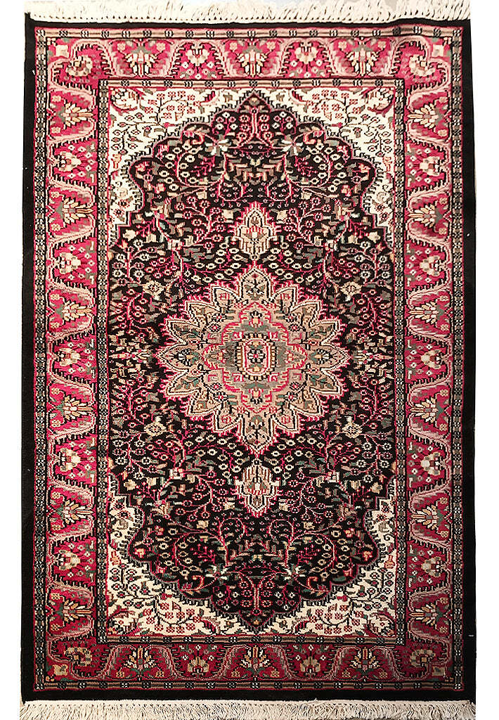 3×6′ Kasmir Hand-Knotted Rug BLACK #F-5820