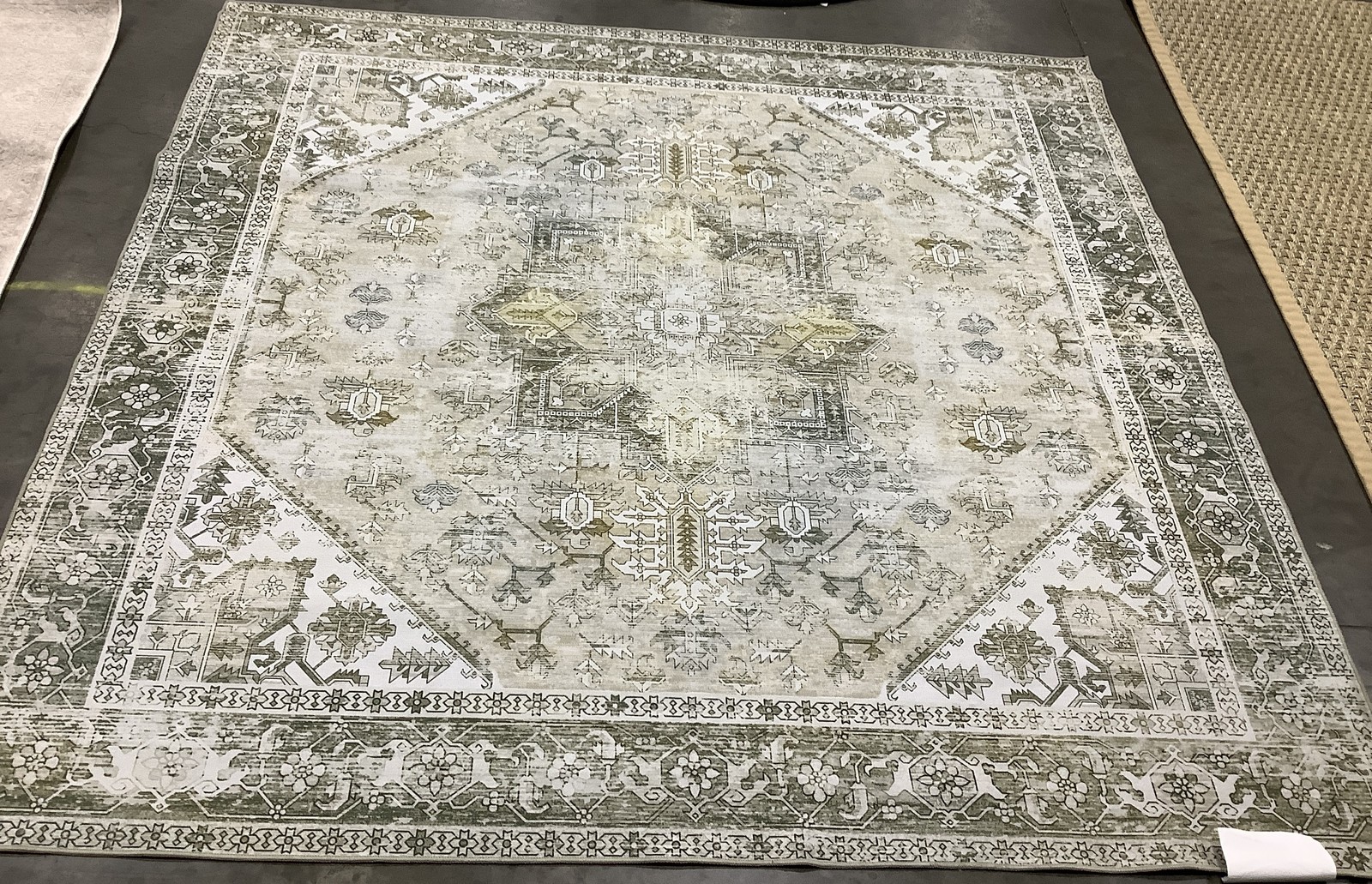 BEIGE / GREY 7′-0″ x 7′-0″ Flaw in Rug, Reduced Price 1172682827 TSN102B-7SQ