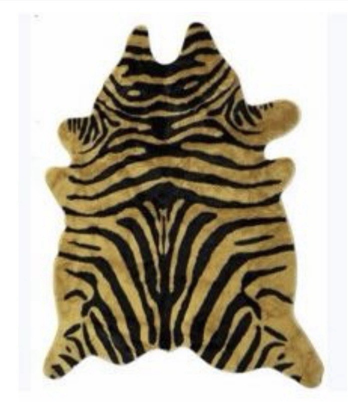 Zebra Striped Throw Rug / New ! Gold/ Black