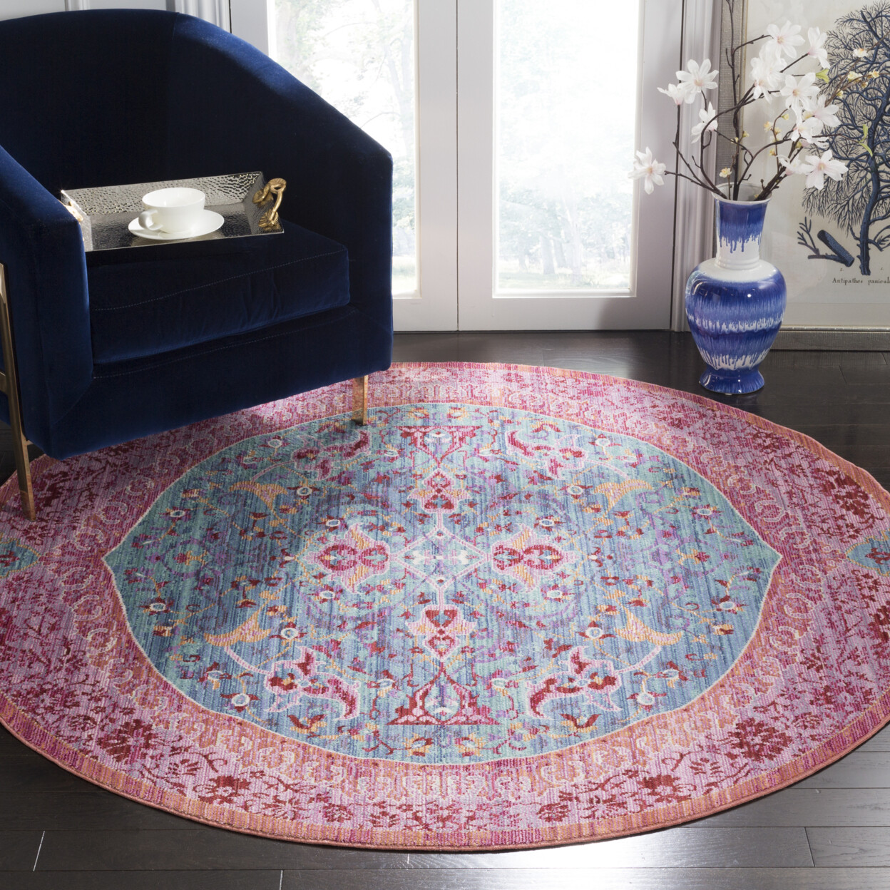SAFAVIEH Sutton SUT401B Turquoise / Fuchsia Rug
