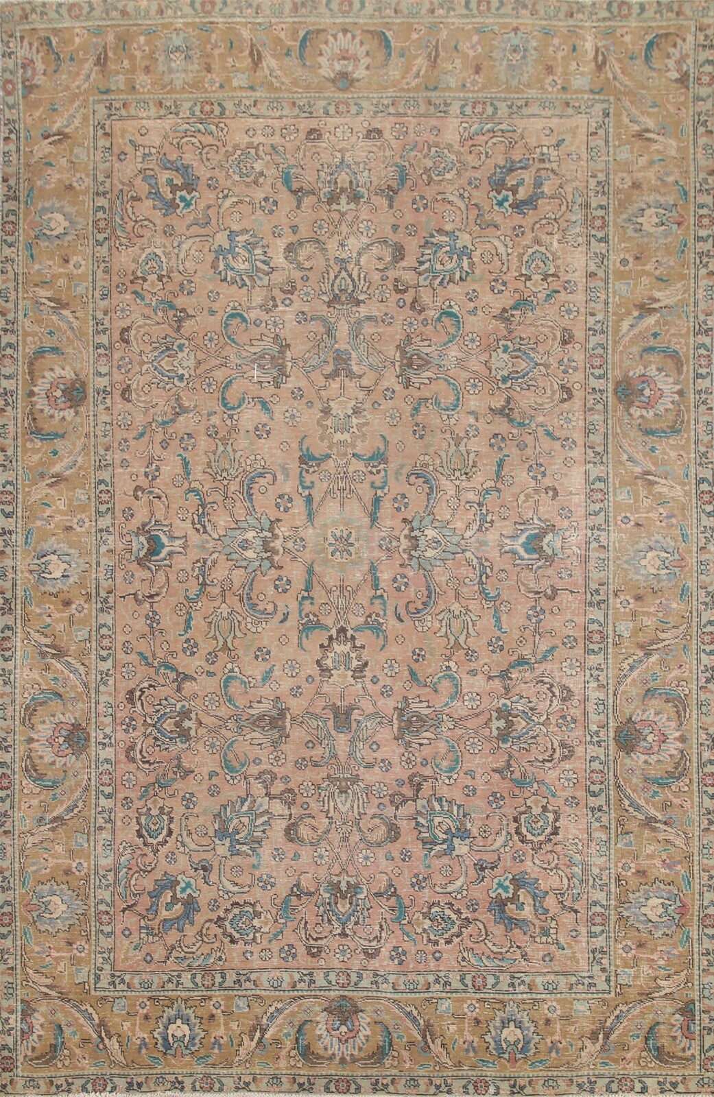 All-over Pattern Traditional 7×10 Pink Vintage Area Rug Hand-knotted Wool
