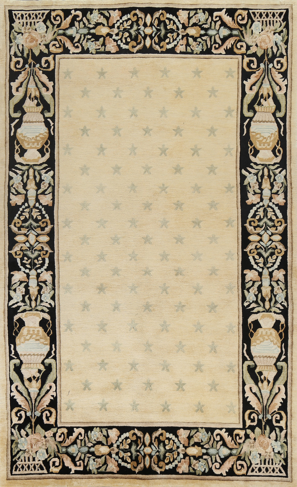 Gold/ Black Vegetable Dye Nepalese Oriental Area Rug 6×9 ft Hand-knotted Wool