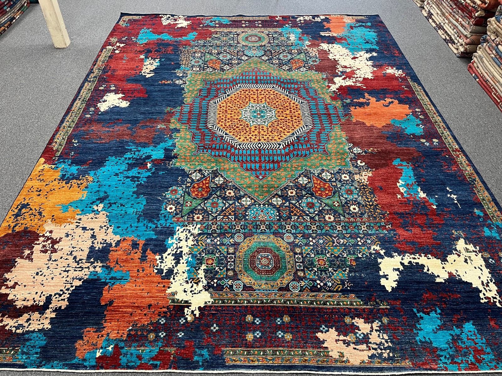 10X13 Mamluk Multicolor Handmade Wool Rug # 14714