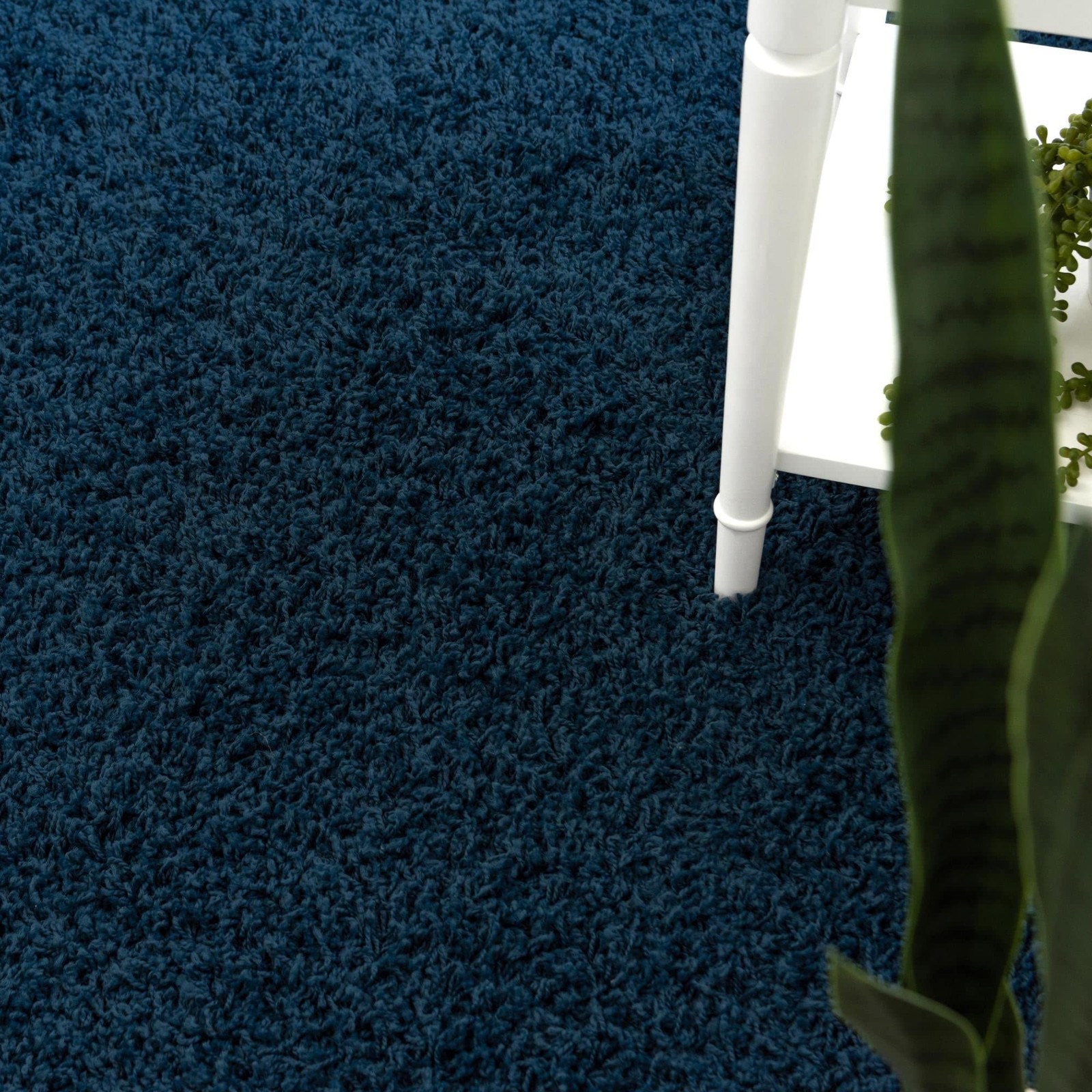 Solid Shag Area Rug 4′ Octagon Sapphire Blue Navy Blue Soft Plush Carpet