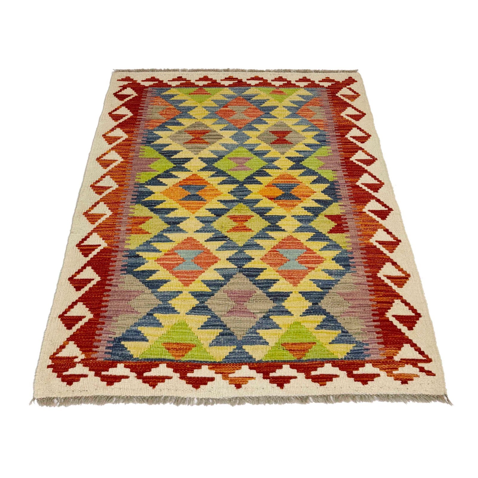 Vegetable Kilim Afghan Hand Woven Rugs 3.1×4.11 Ft Small Kilim Rug Woolen G38915