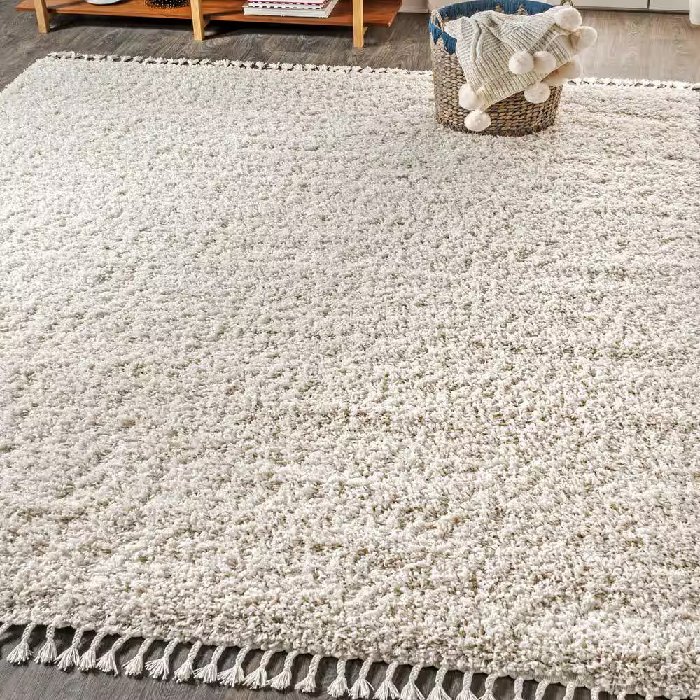 Mercer Shag Plush Tassel Cream 8 Ft. X 10 Ft. Area Rug