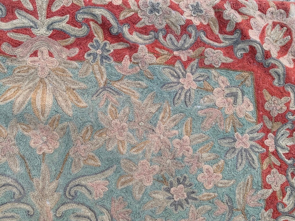 Vintage French Style Aubusson Rug Needlepoint Chain stitch Rug 2×4 ft Free Ship