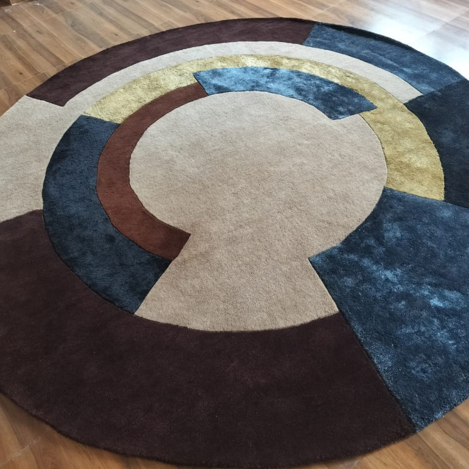 Round Rug, 8 ft Round Rug, Hand Tufted, 9×9 Wool Viscose Carpet, Circle Rug Home