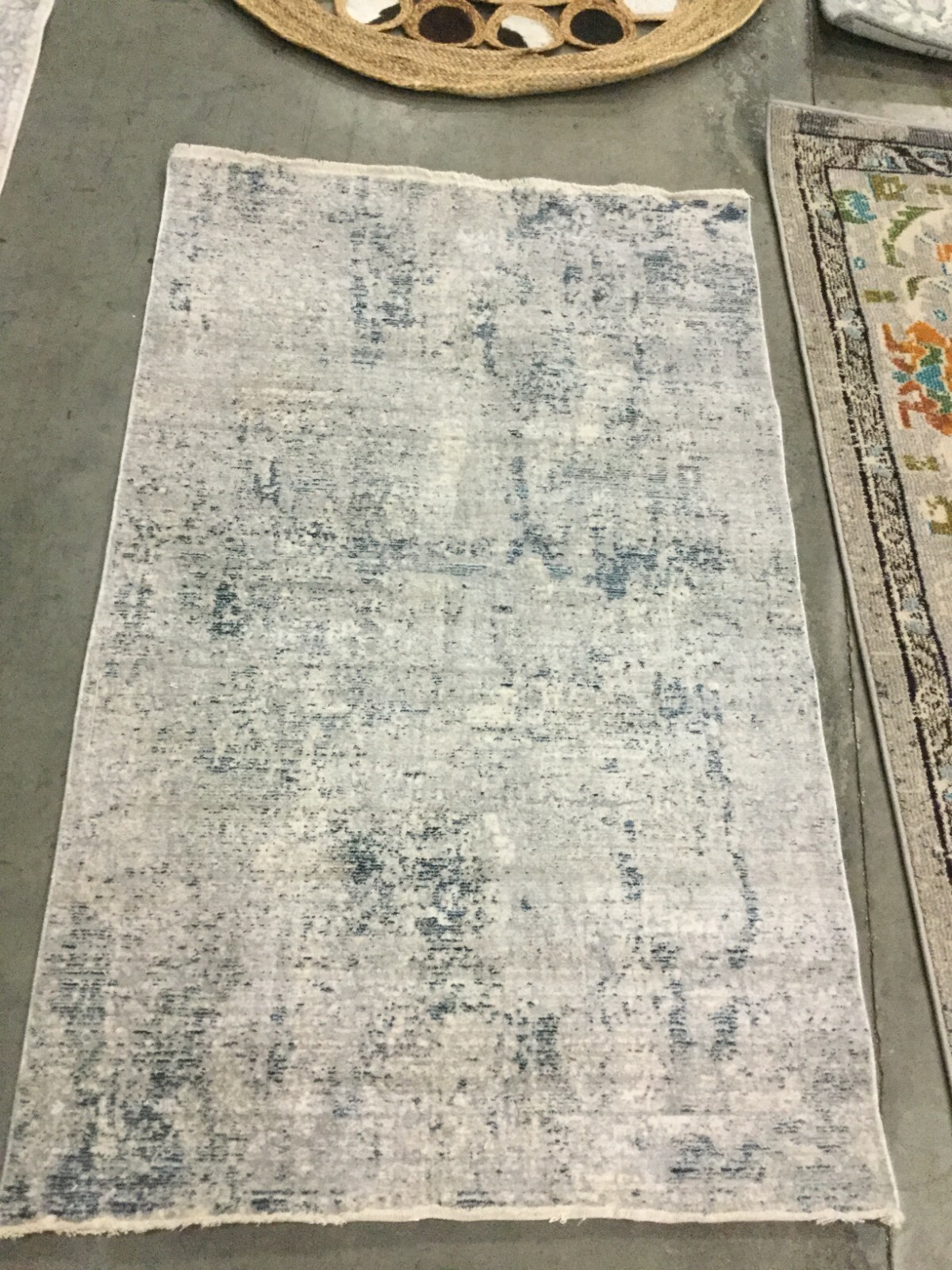 GREY / BLUE 3′ X 5′ Stained Rug, Reduced Price 1172642956 WNTB355F-3