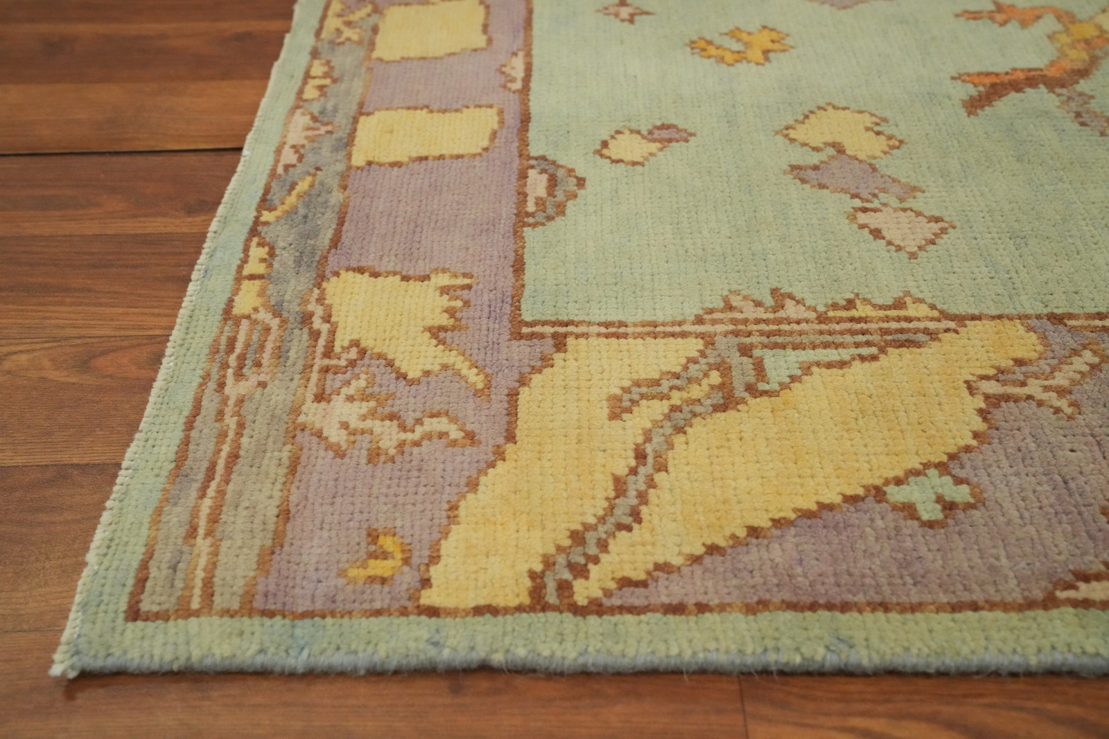 Vegetable Dye Green/ Gold Oriental Oushak Turkish Rug Wool Hand-made Carpet 4×7