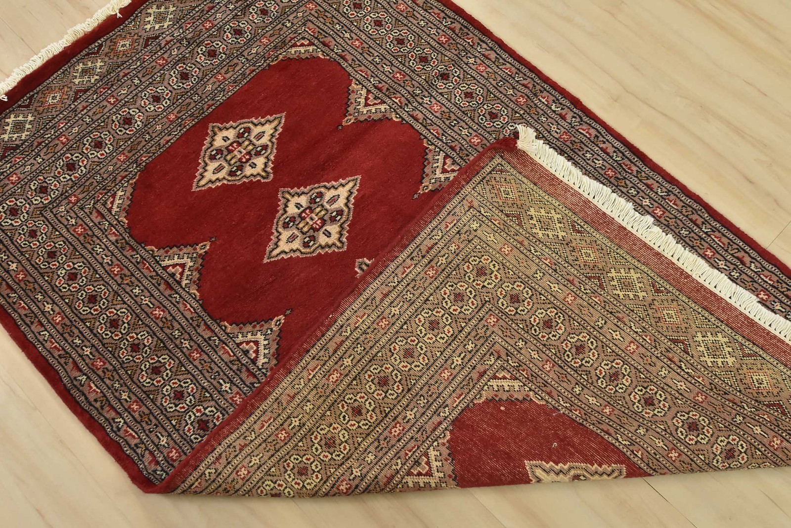 Bokhara Jaldar Rug 3′ x 4’11” Red Wool Tribal Hand-Knortted Oriental Carpet