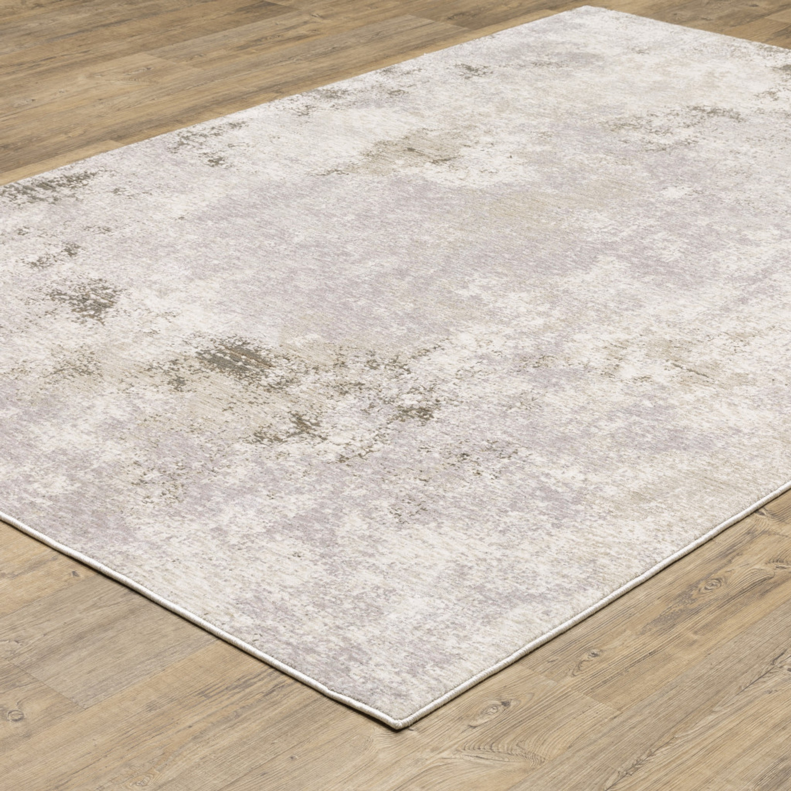 10′ X 13′ Beige Ivory Tan Grey And Brown Abstract Power Loom Stain Resistant