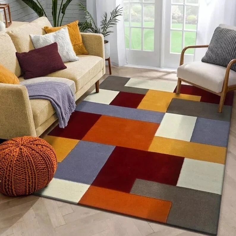 Hand-Tufted Wool Modern Geometric Rug 9×12 ft – Design, Handmade Area Rug