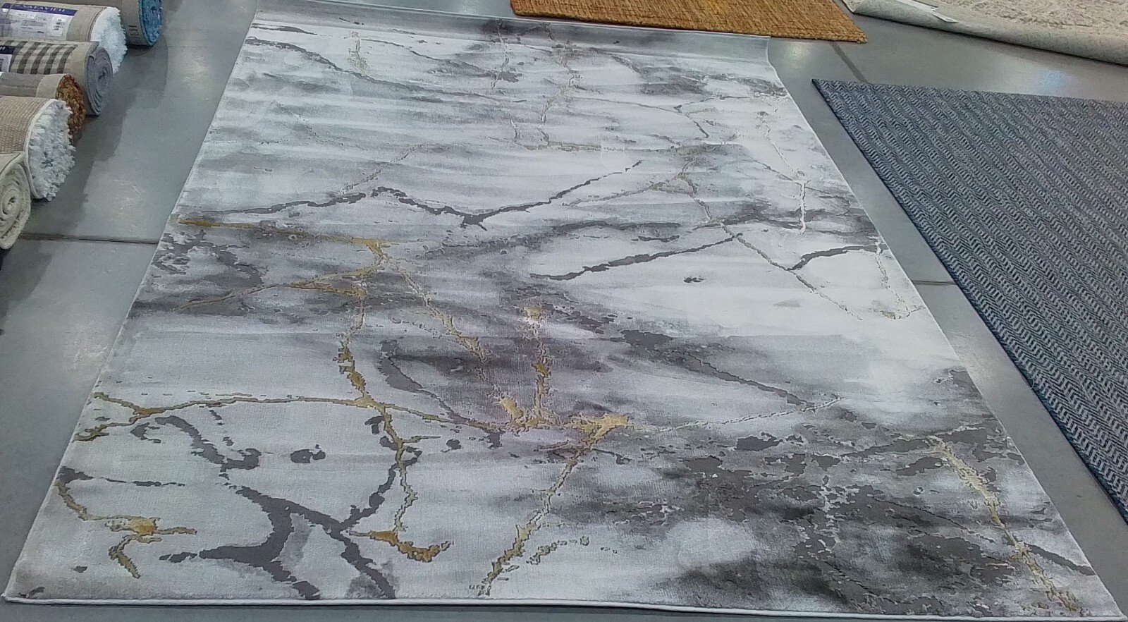 GREY / GOLD 6′-7″ x 9′-0″ Stained Rug, Reduced Price 1172761763 CFT877F-6