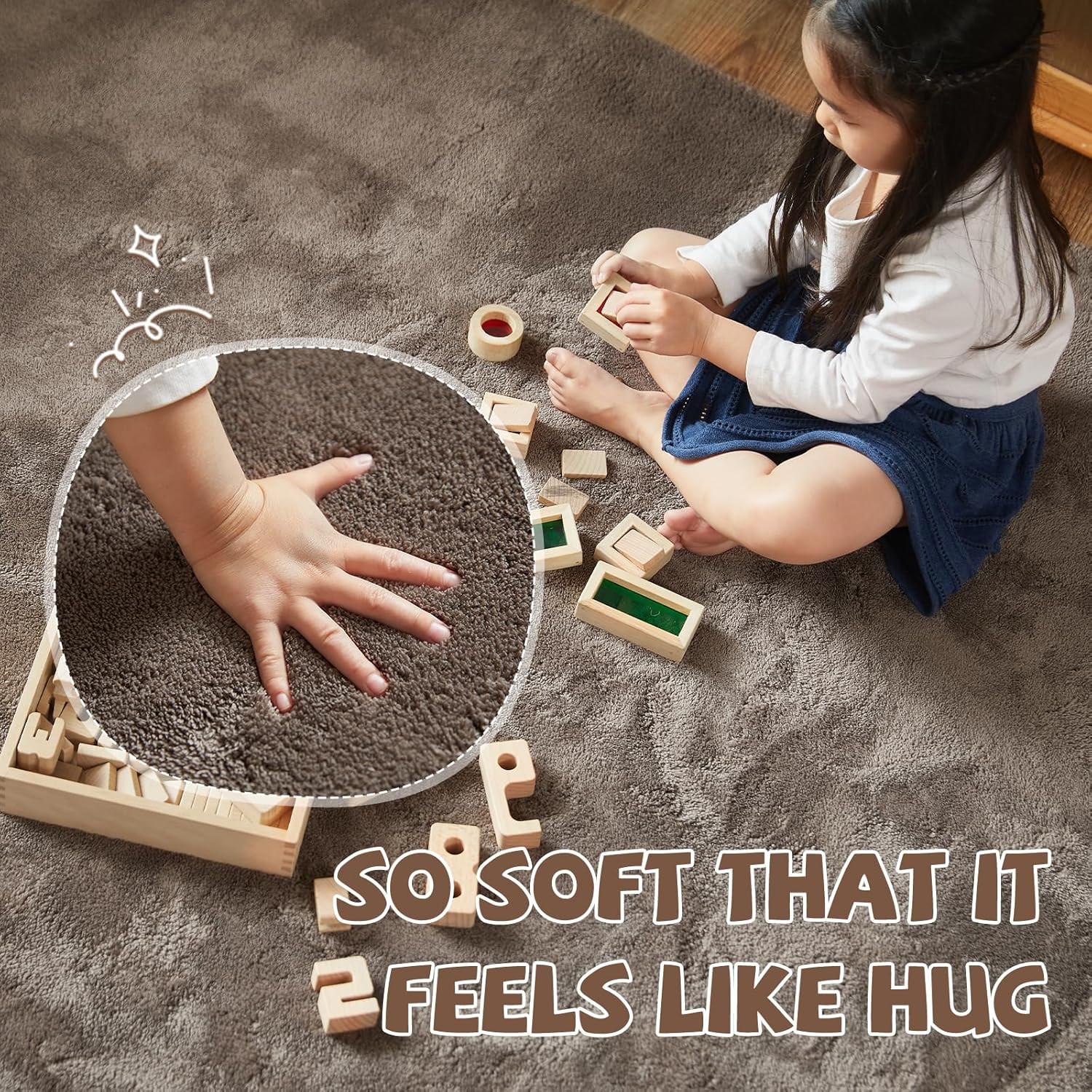 jinchan Solid Plush Area Rug 2×3 Performance Shaggy Washable Rug Indoor Entryway