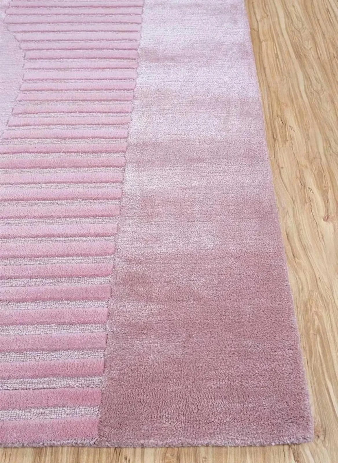 Hand Tufted Wool Rug Rose Smoke Abstract Geometric Modern Texture Area Rug Carpe