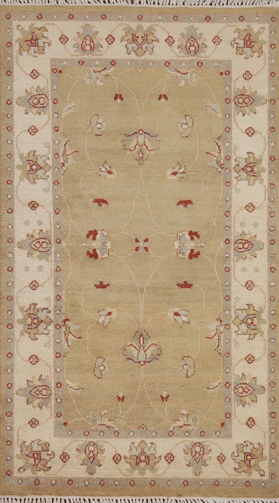Floral Chobi-Peshawar Oriental Area Rug Vegetable Dye Handmade Wool Carpet 3’x5′