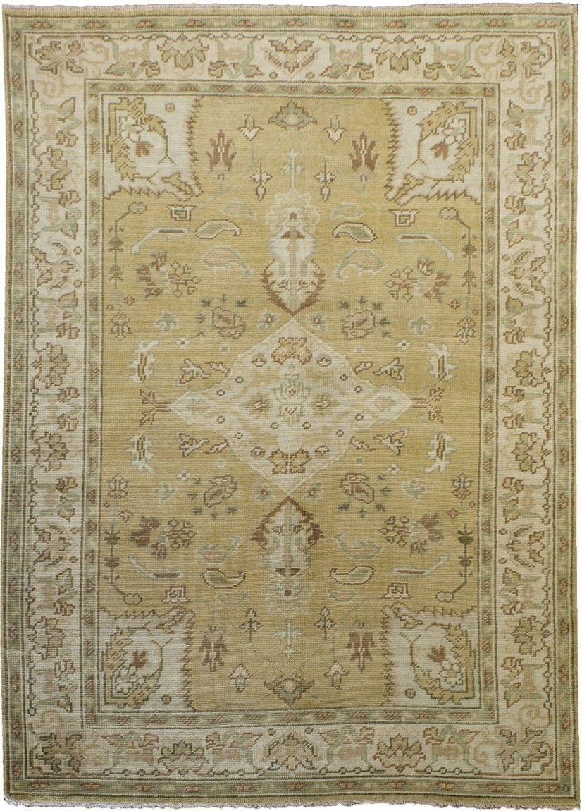 Handmade Wool Area Rug | Oushak Style | 5’0″ x 6’11” | 43647