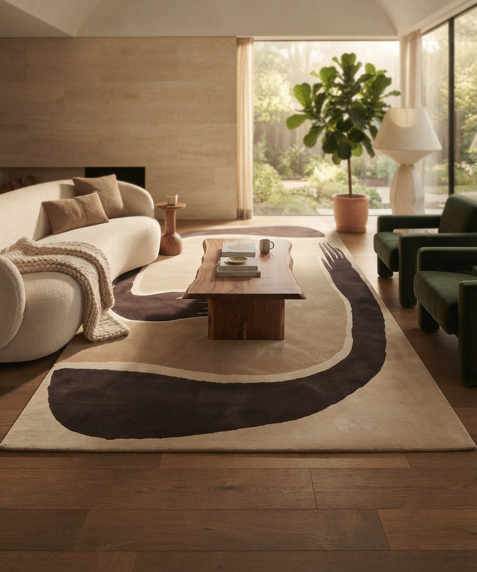 Modern Abstract Wool Rug Hand Tufted Designer Area Rugs Premium Fine Carpet