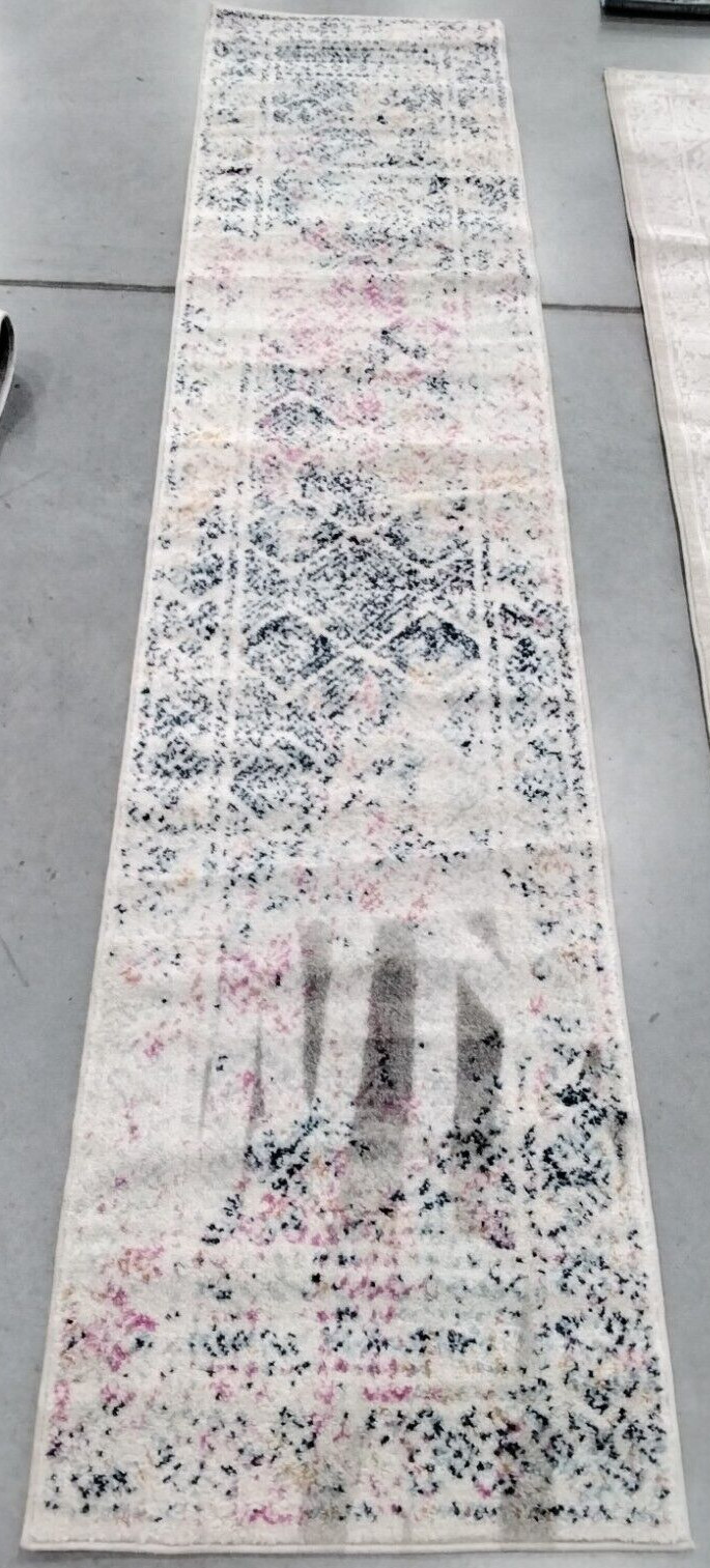 IVORY / DARK BLUE 2′ X 9′ Stained Rug, Reduced Price 1172718019 TUL264D-29