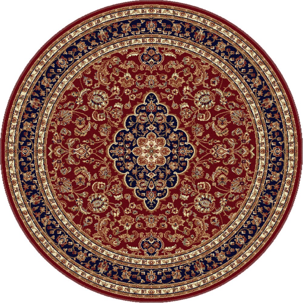5×5 Round Sensation Red Medallion Leaves 4780 Area Rug – Approx 5′ 3″ x 5′ 3″