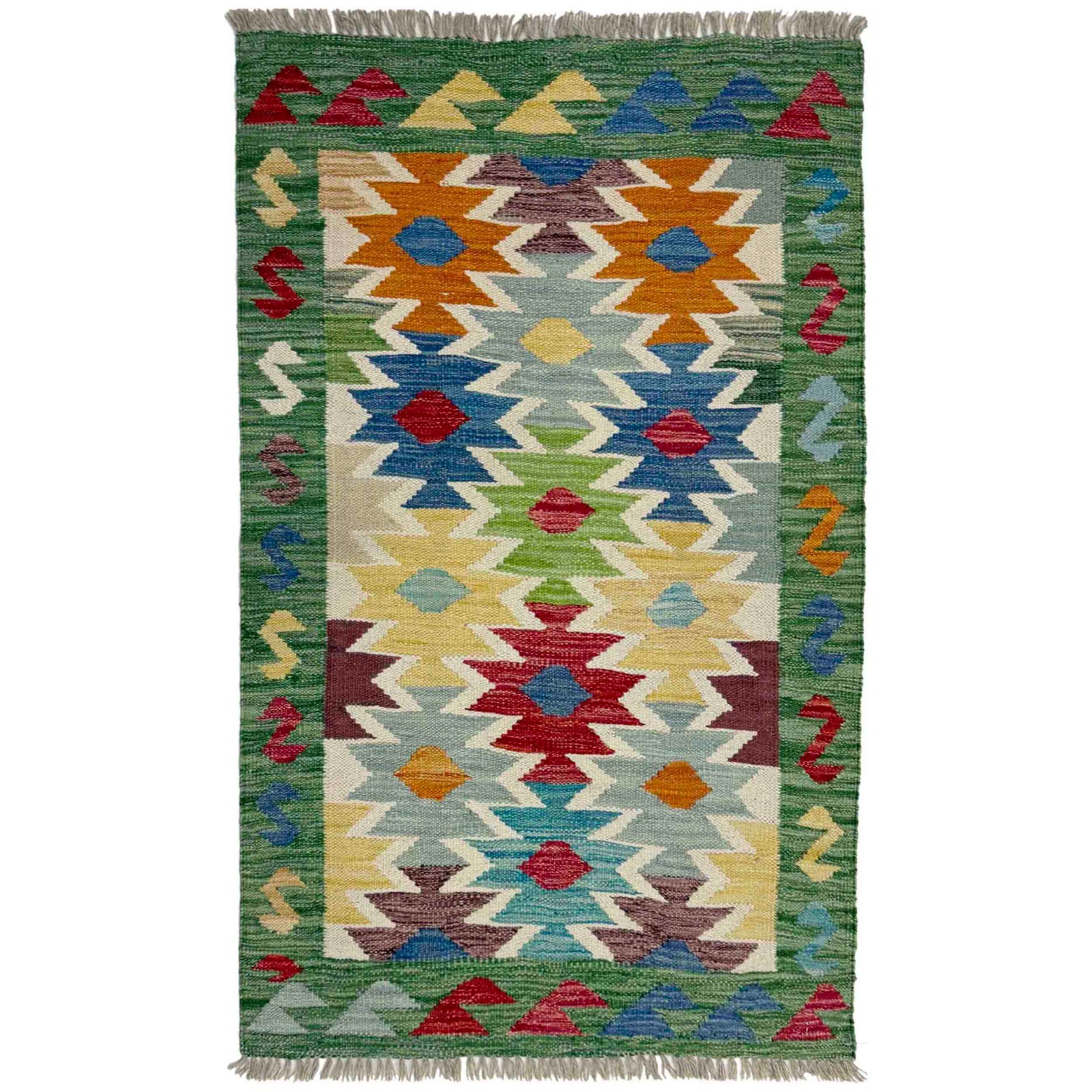Charming Hand Woven Tribal Small Kilim Rug 2.6×4.1Ft Oriental Wool Carpet R38991