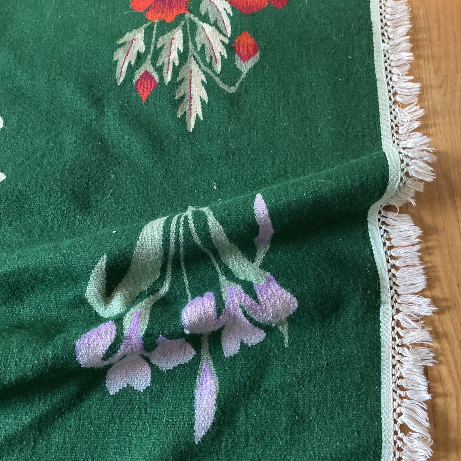 Aubusson Style Green Floral Hand Woven Rug 138” X 106” 8.8 Ft By 11.5