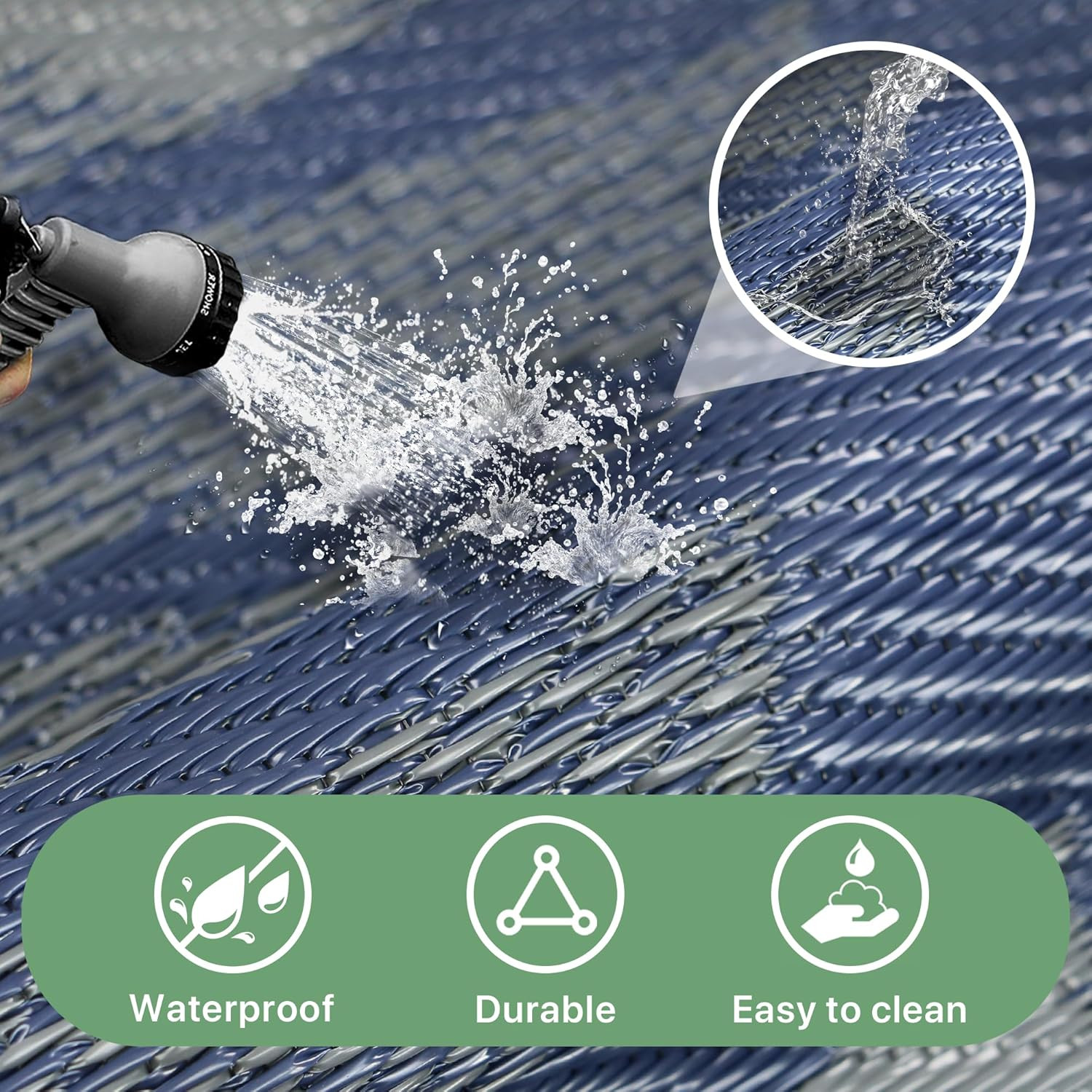 Waterproof Outdoor Rug 6′ X 9′ for Patio Decor, Reversible Plastic Straw Area Ru