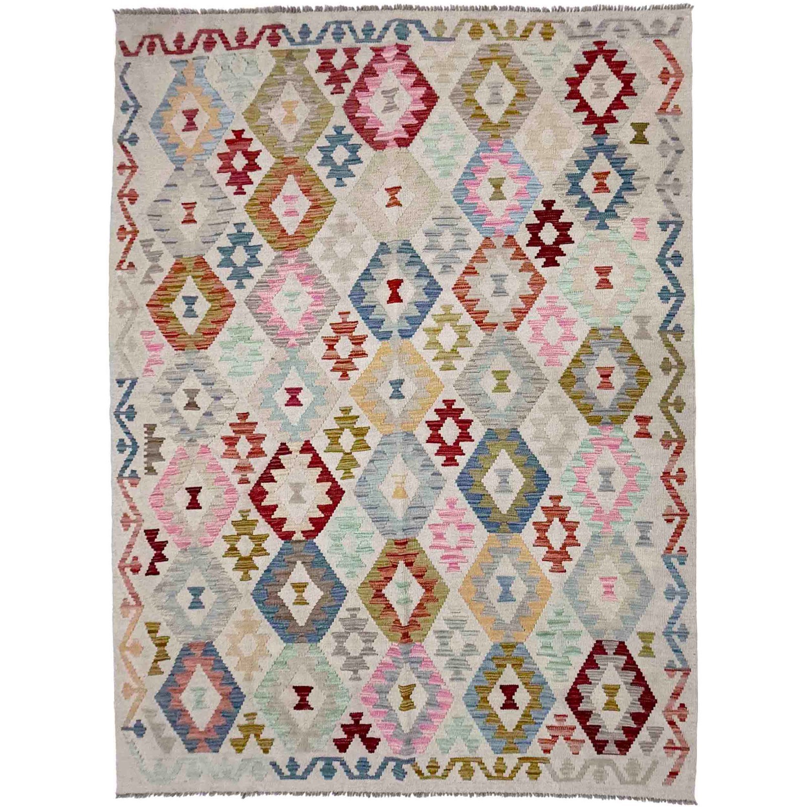6’x8’2 Ft Reversible Rug Flat Weave Kilim Hand Woven Traditional Area Rug R38453