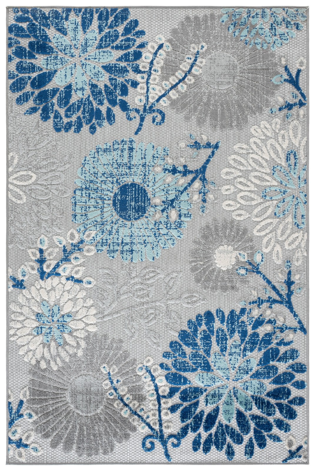 Cabana Garnet Cream/Red 4’X6′ Indoor/Outdoor Area Rug Grey/Navy 4′ x 6′