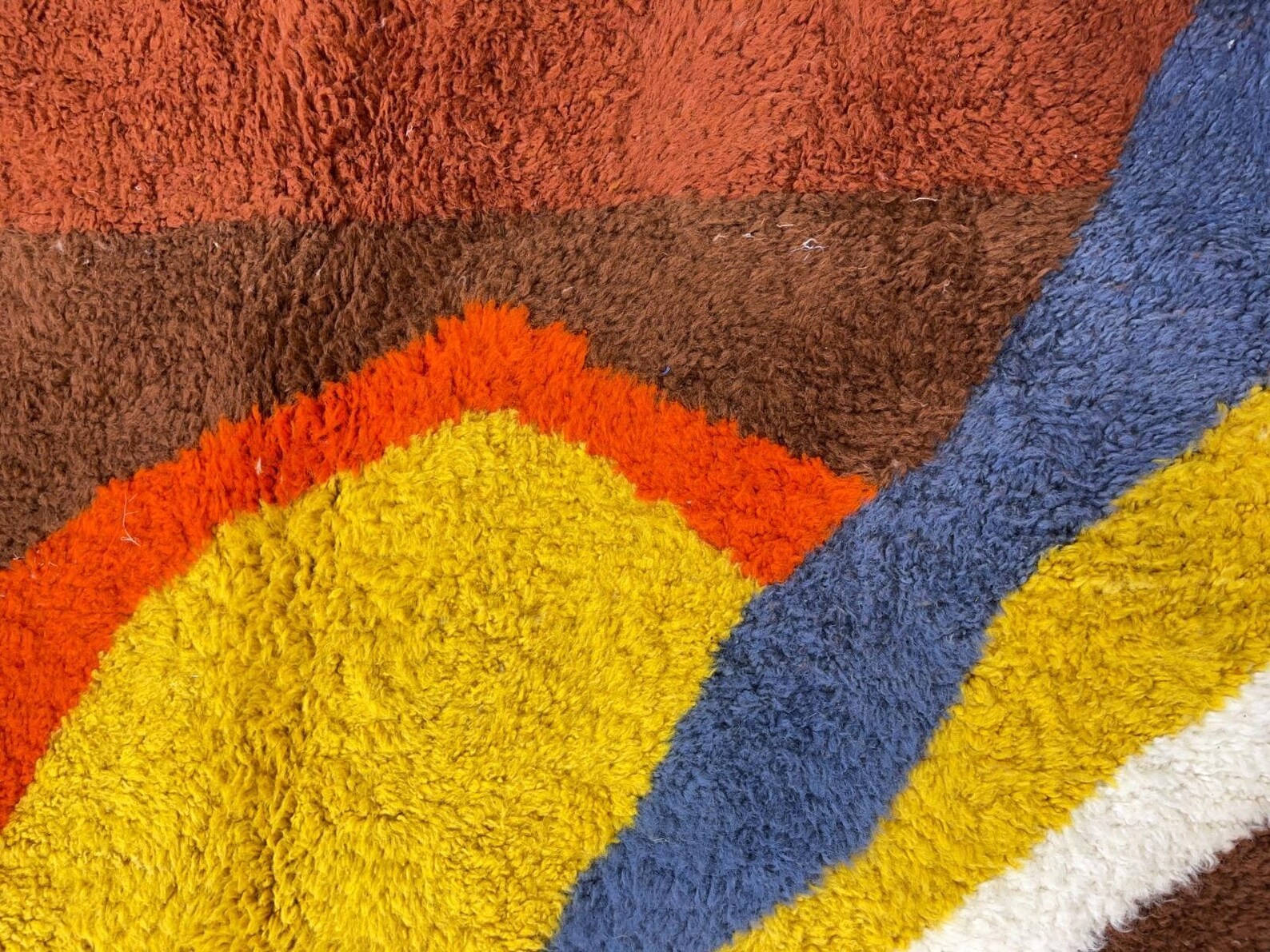 Handmade Moroccan Berber Wool Rug Color Brown Multi Design Luxury Carpet Rug