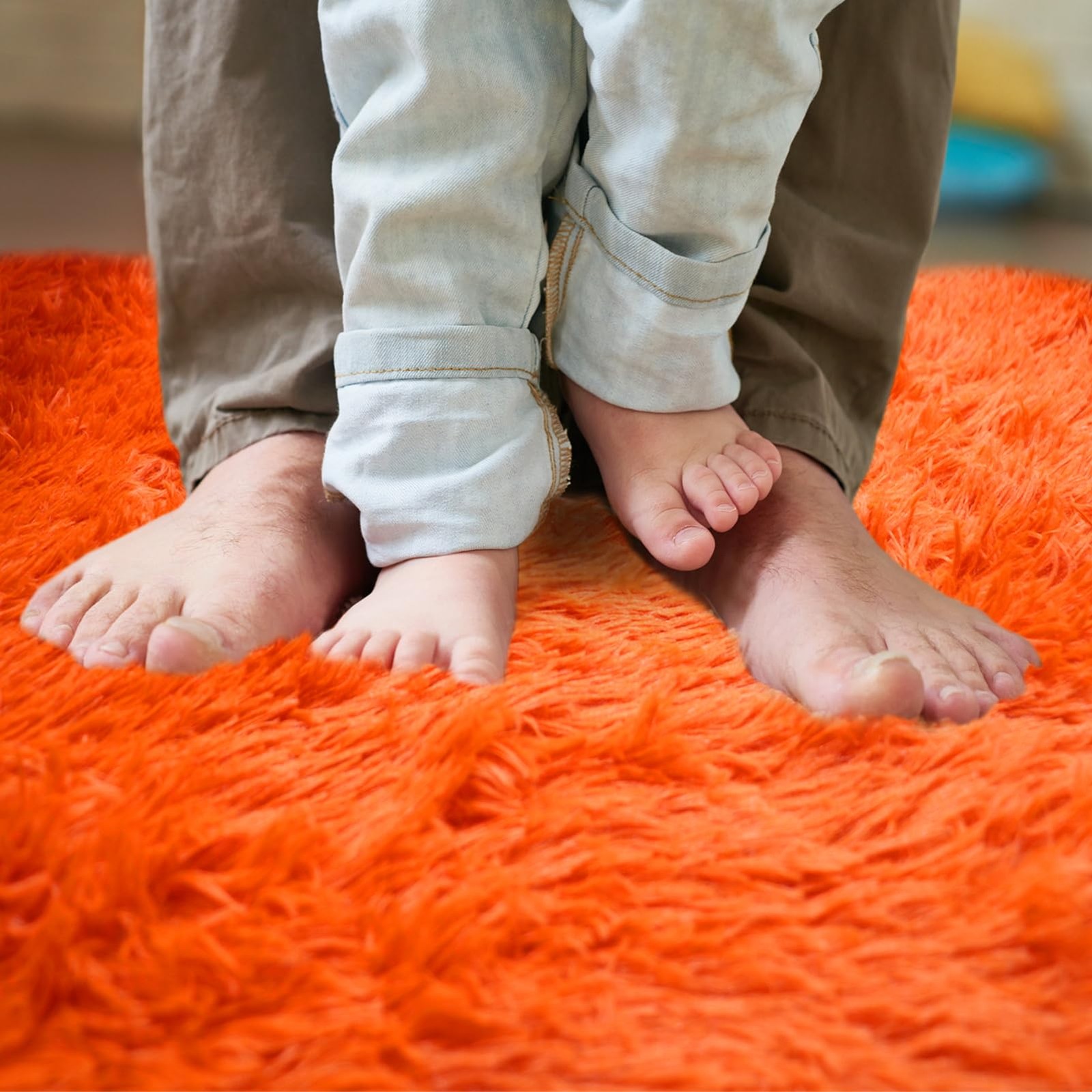 Lifup Soft Fluffy Round Area Rug, Cozy Plush Shaggy 24″ (Round), Orange