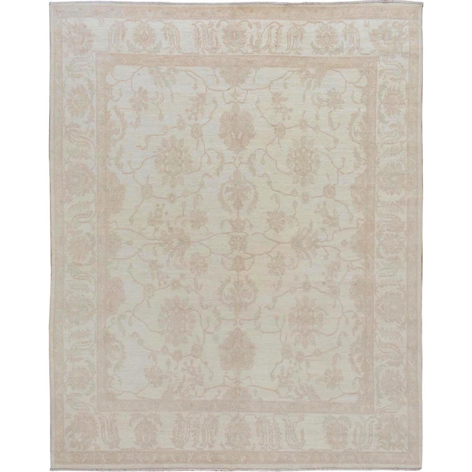8’x9’6″ Ivory White Wash Peshawar Ziegler Mahal Hand Knotted Rug R57538