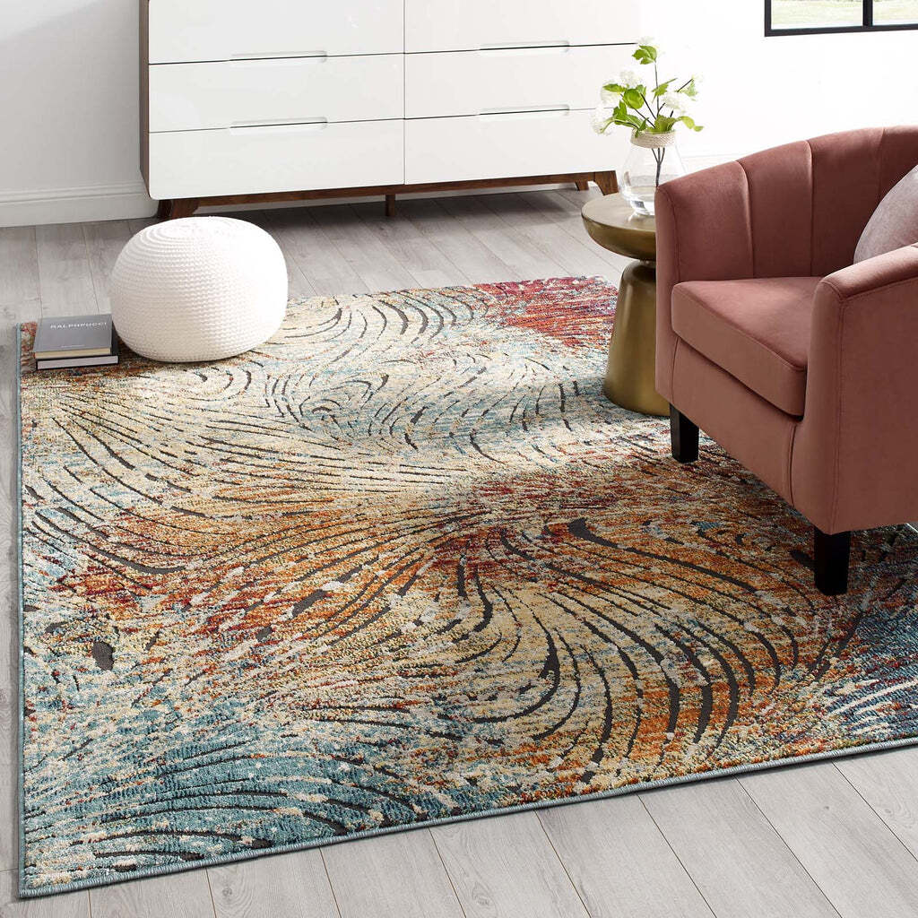 Tribute Ember Contemporary Modern Vintage Mosaic Area Rug, Multicolored / 5×8
