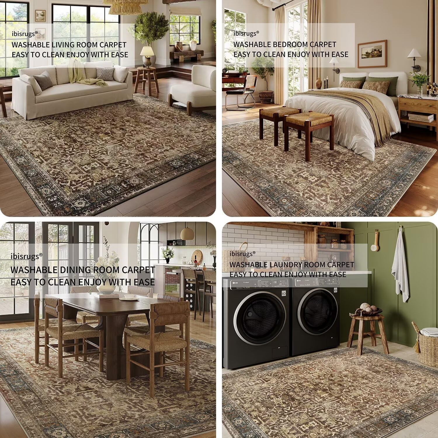 Vintage Carpet Washable Non-Slip Foldable 6x9ft Area Rug – Stylish Decor Rugs…