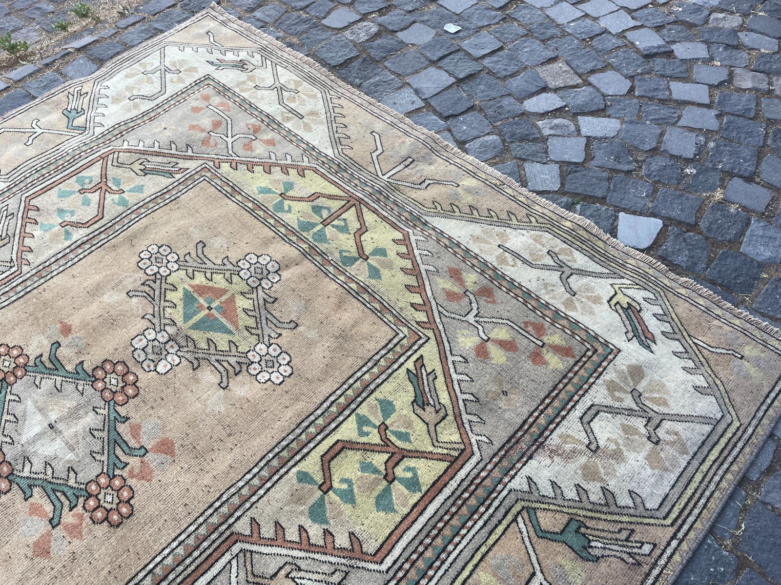 Turkish Vintage Rug, Handmade Wool Rug, Bohemian Large Rug, 6,3 x 9,8 ft